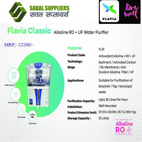 FLAVIA CLASSIC Antioxidant Alkaline +RO+UV. Water Purifier